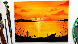 Cómo hacer un atardecer con pintura acrílica