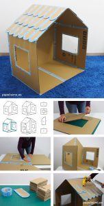 Cómo hacer una casita con cartón reciclado