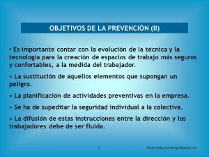 Cuál es el objetivo de la prevención