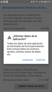 Qué pasa si borro los datos de los servicios de Google Play